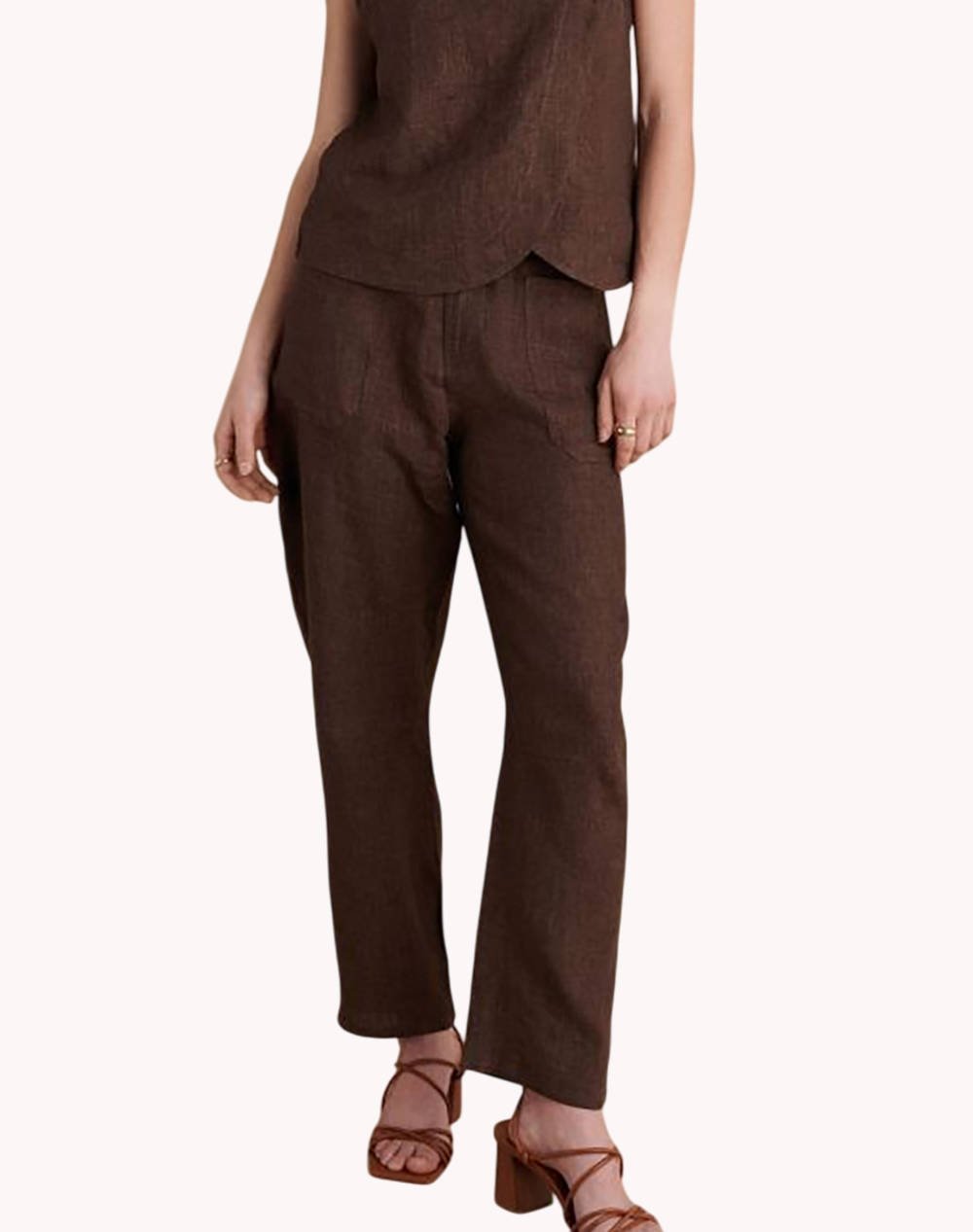 Attrattivo Pants Women Clothes Trousers Chinos Darkbrown Linen 9920868 Choco Female Chinos Brown