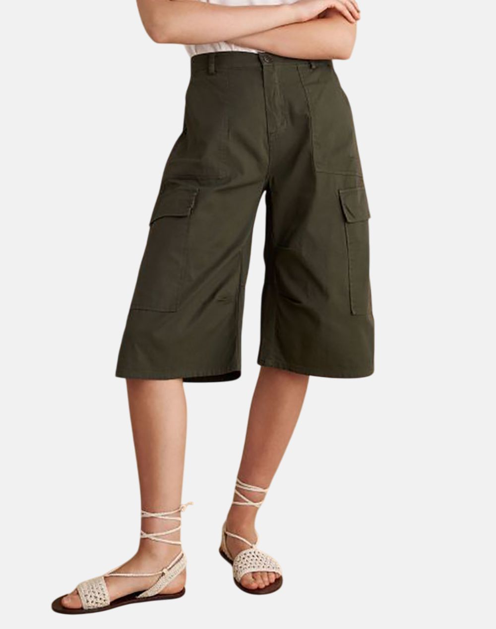 Attrattivo Bermuda Women Clothes Shorts/Bermudas Bermudas Khaki Cotton,Elastic 9922234 Xaki Female Bermudas Khaki