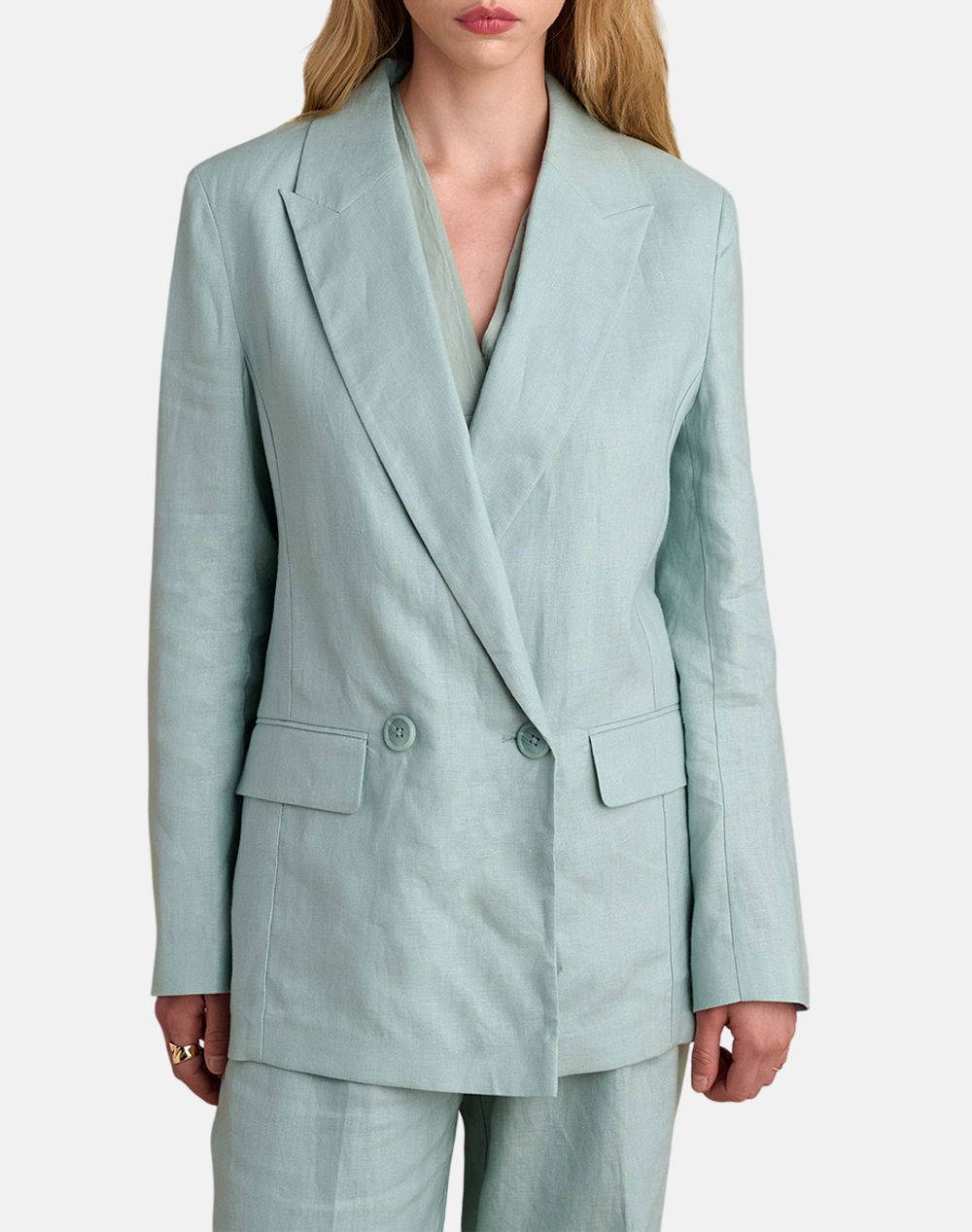 Attrattivo Jacket Women Clothes Outerwear Blazers Mintgreen Linen 9920655 Soap Female Blazers Green