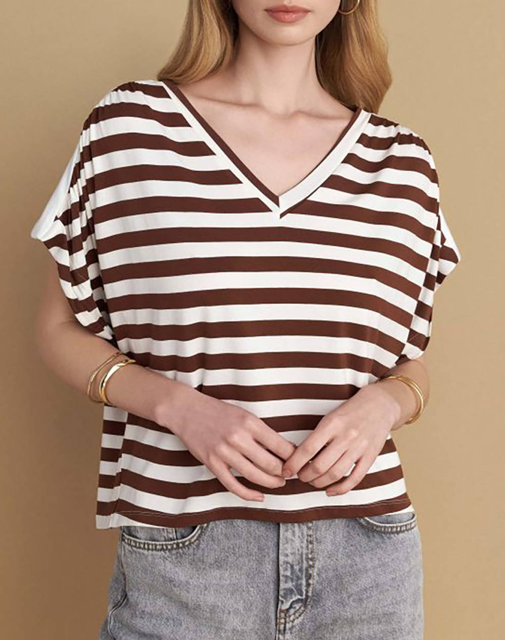 Attrattivo Shirt Women Clothes Tops T Shirts Brown Cotton,Elastic 9921210 Choco Female T-Shirts Brown
