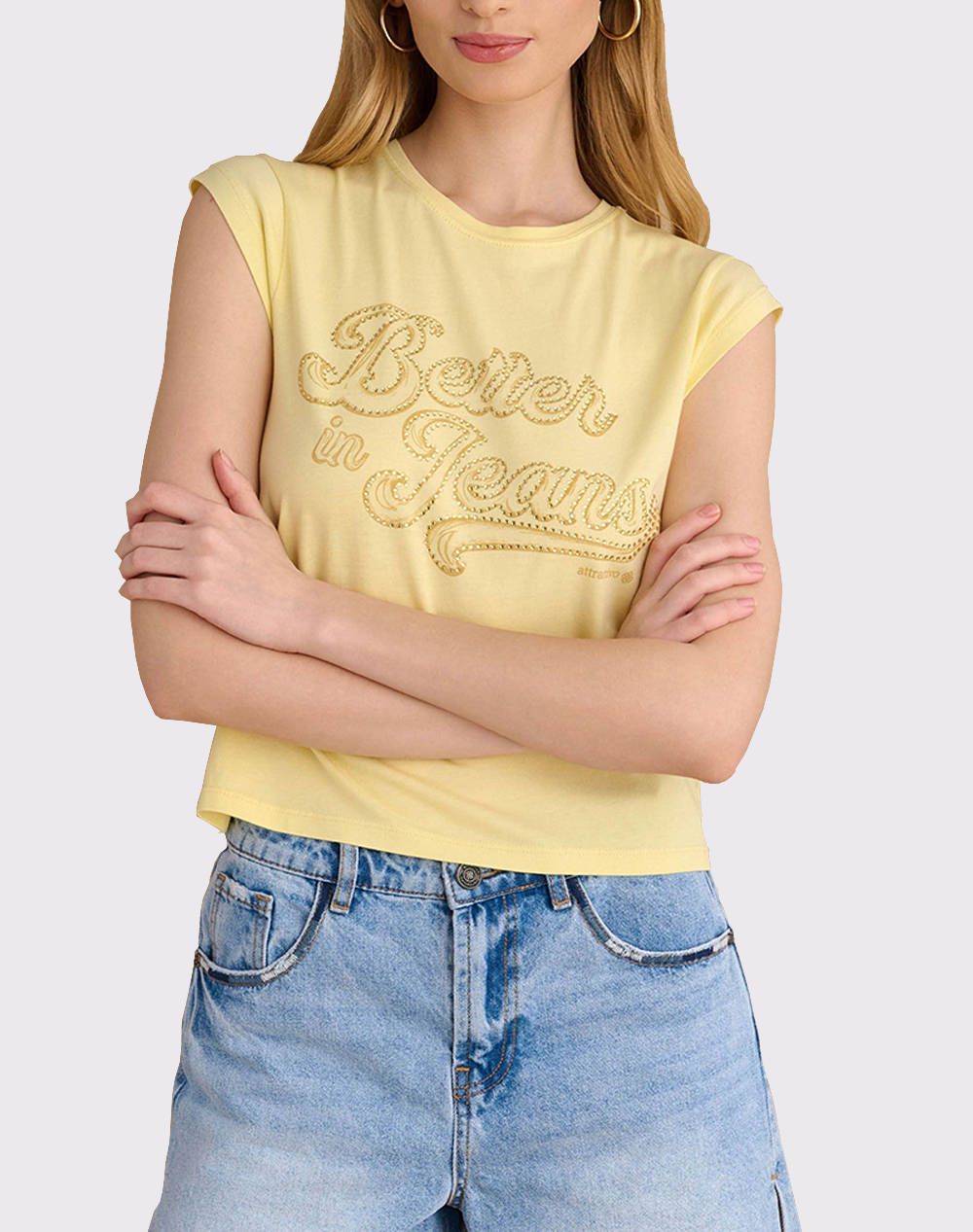 Attrattivo T Shirt Women Clothes Tops T Shirts Yellow Cotton,Synthetic 9920883 Kitri Female T-Shirts