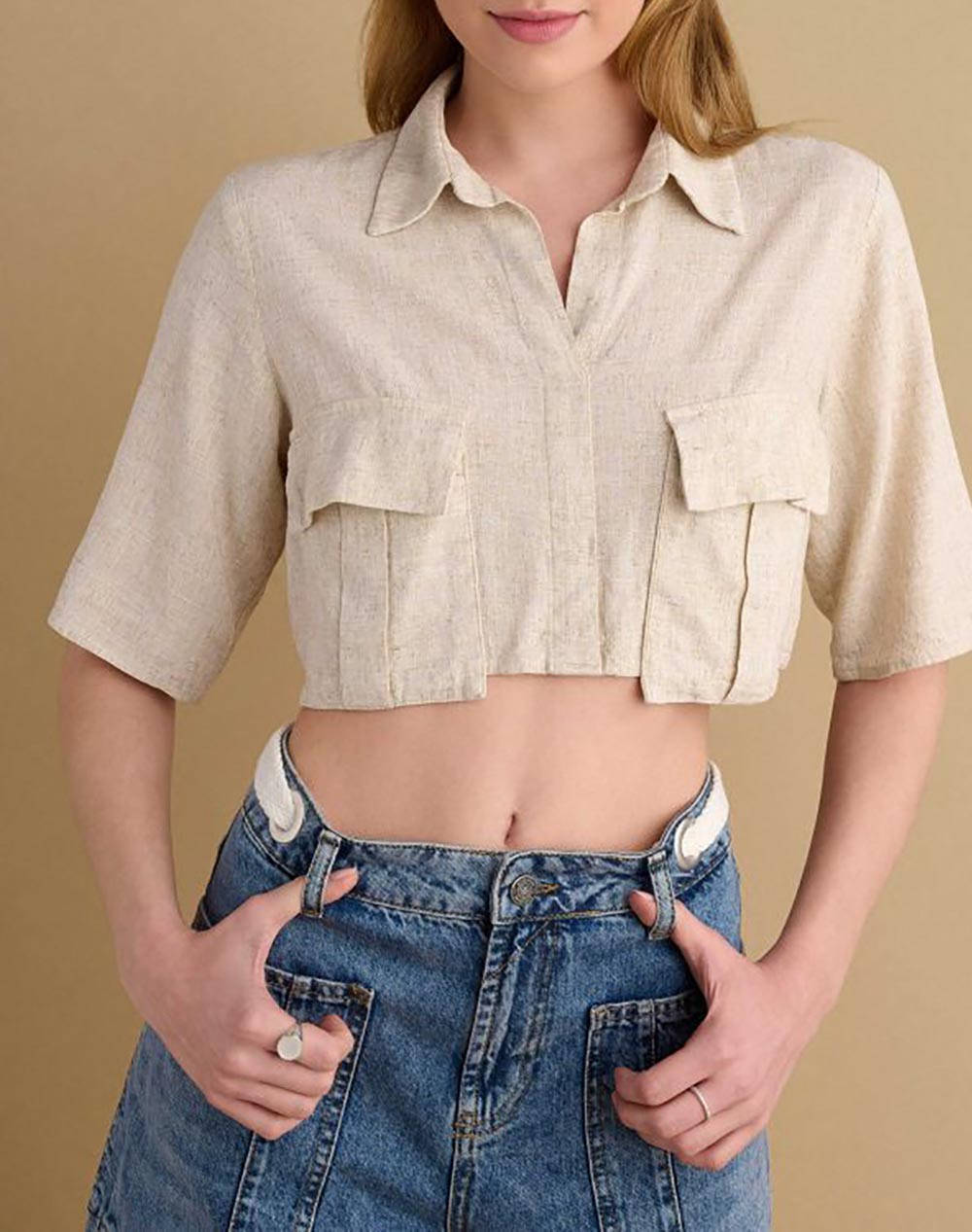 Attrattivo Top Women Clothes Tops Tops/Bodies Biege Viscose,Linen 9921242 Natur Female Tops/Bodies Biege