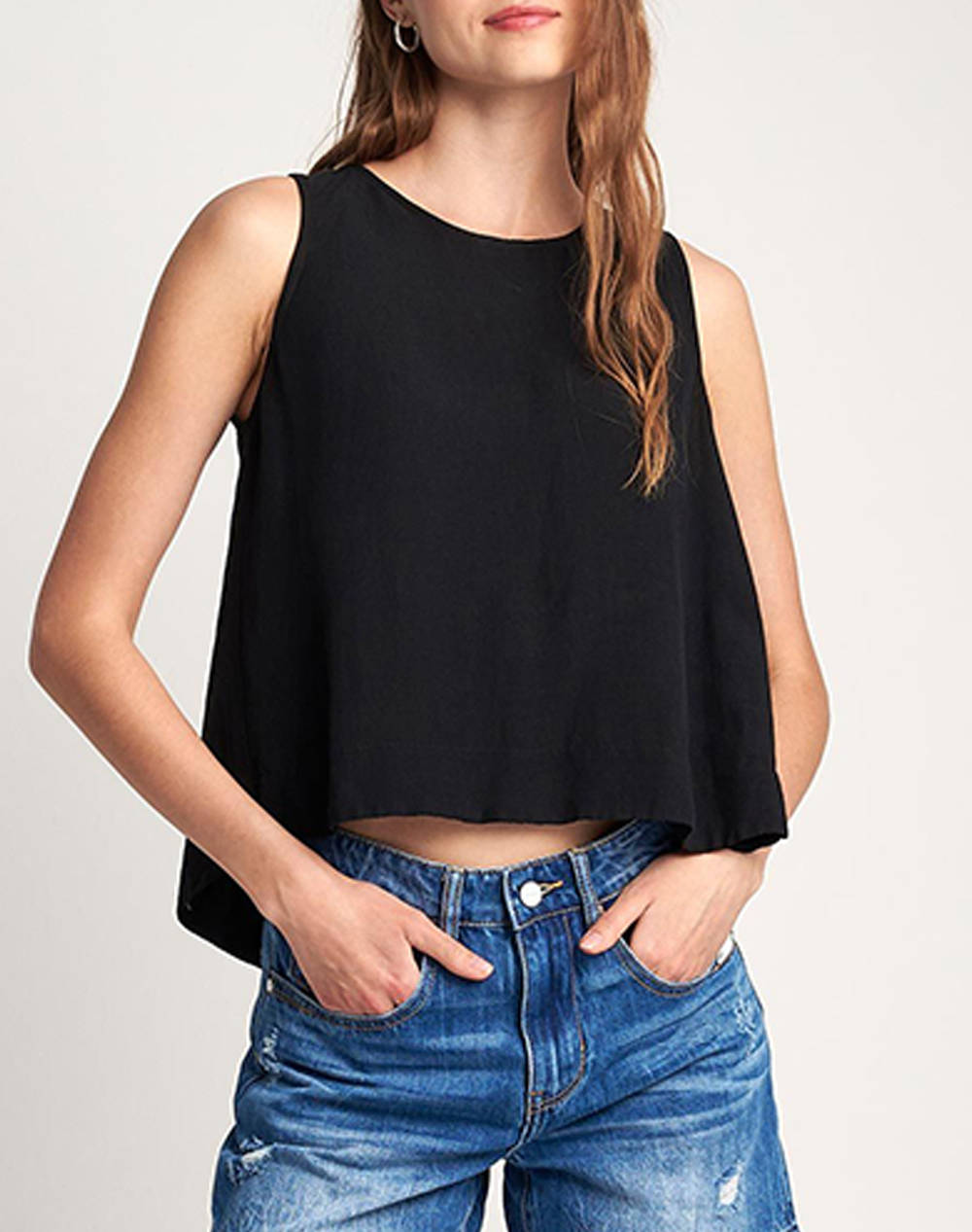 Attrattivo Top Women Clothes Tops Tops/Bodies Black Viscose,Linen 91259487 Mayro Female Tops/Bodies Black
