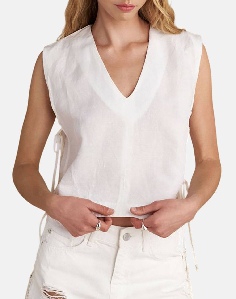 Attrattivo Top Women Clothes Tops Tops/Bodies White Viscose,Linen 9921277 Leyko Female Tops/Bodies