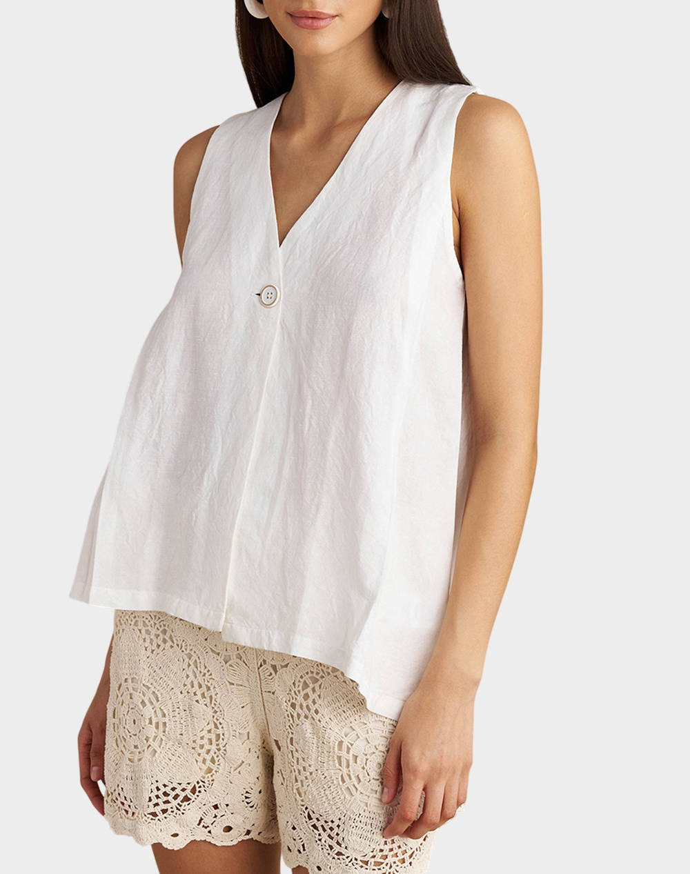 Attrattivo Top Women Clothes Tops Tops/Bodies White Viscose,Linen 9921288 Leyko Female Tops/Bodies