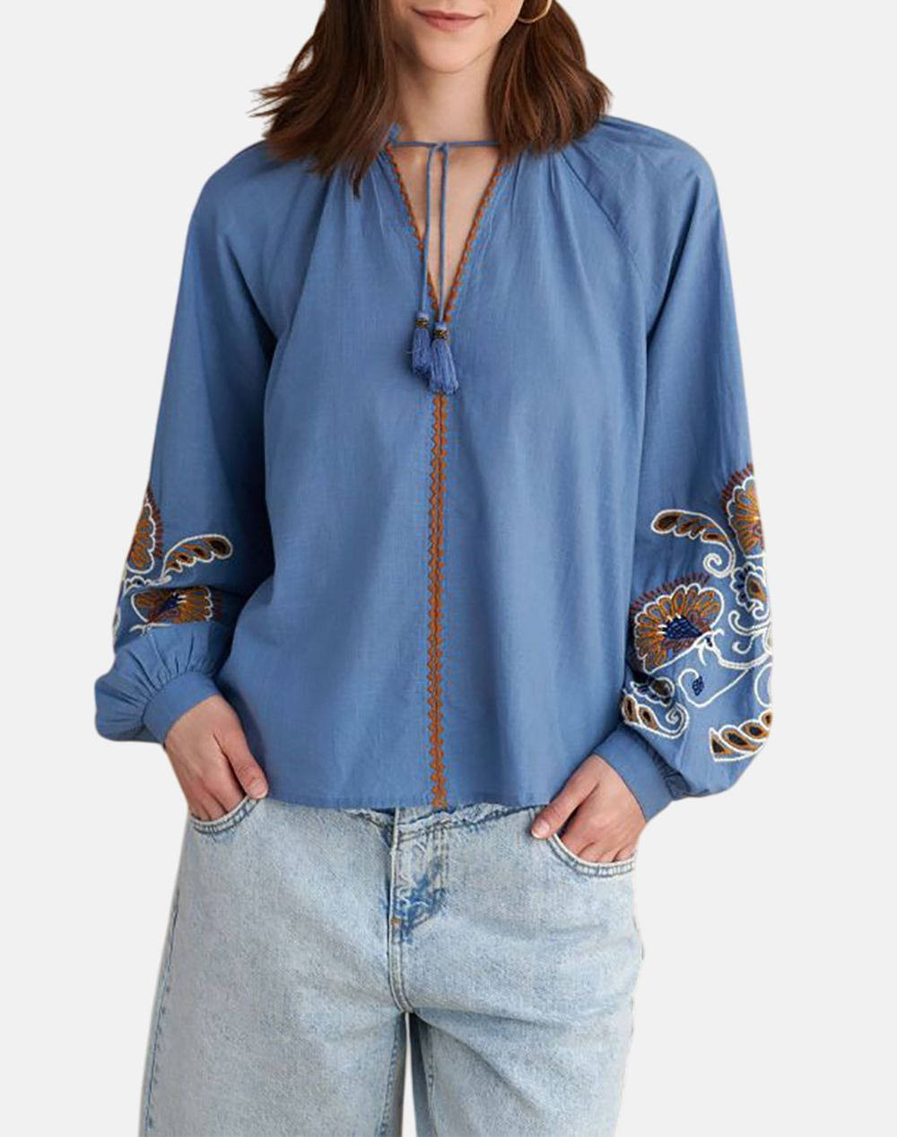 Attrattivo Tunic Women Clothes Tops Tops/Bodies Lightblue Cotton 9920833 Ciel Female Tops/Bodies Blue
