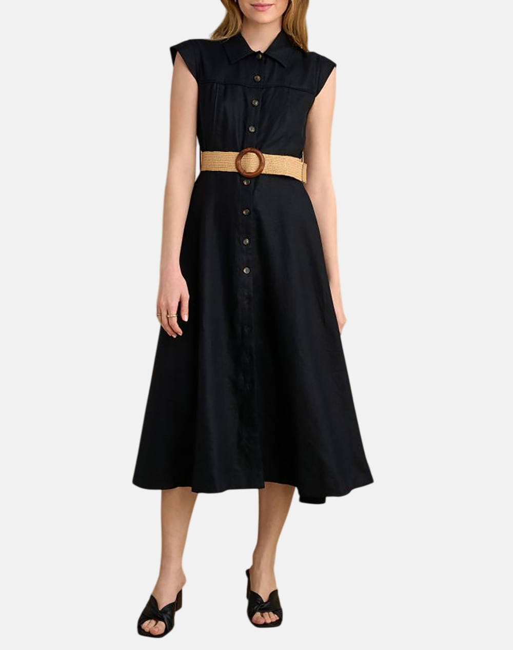 Attrattivo Dress Women Clothes Dresses Black Linen 9920269 Mayro Female Dresses Black