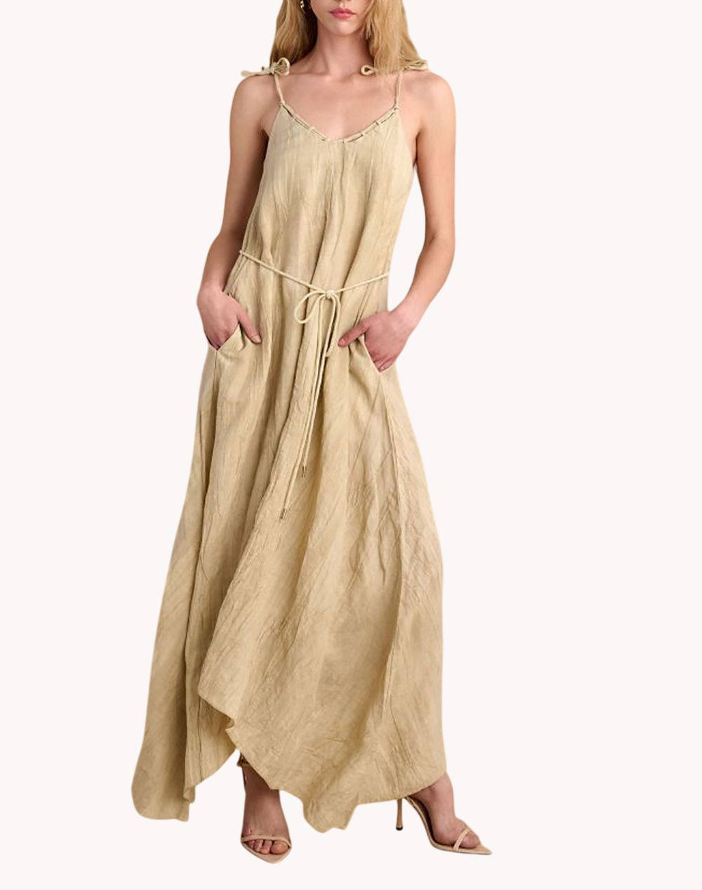 Attrattivo Dress Women Clothes Dresses Biege Linen,Synthetic 9920799 Mpez Female Dresses Biege