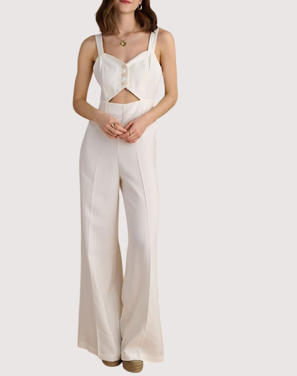 Attrattivo Jumpsuit Women Clothes Bodysuits Offwhite Viscose,Linen,Synthetic 9920376 Ekroy Female Bodysuits