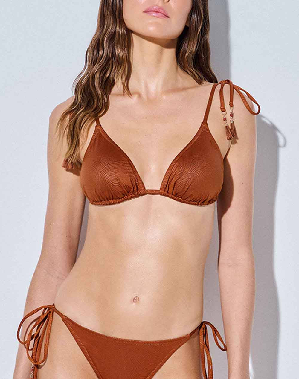 Lida Triangle Women Clothes Swimwear Bikini Top Cinnamon Elastic,Synthetic 9 2430 Sinamon Female Bikini Top
