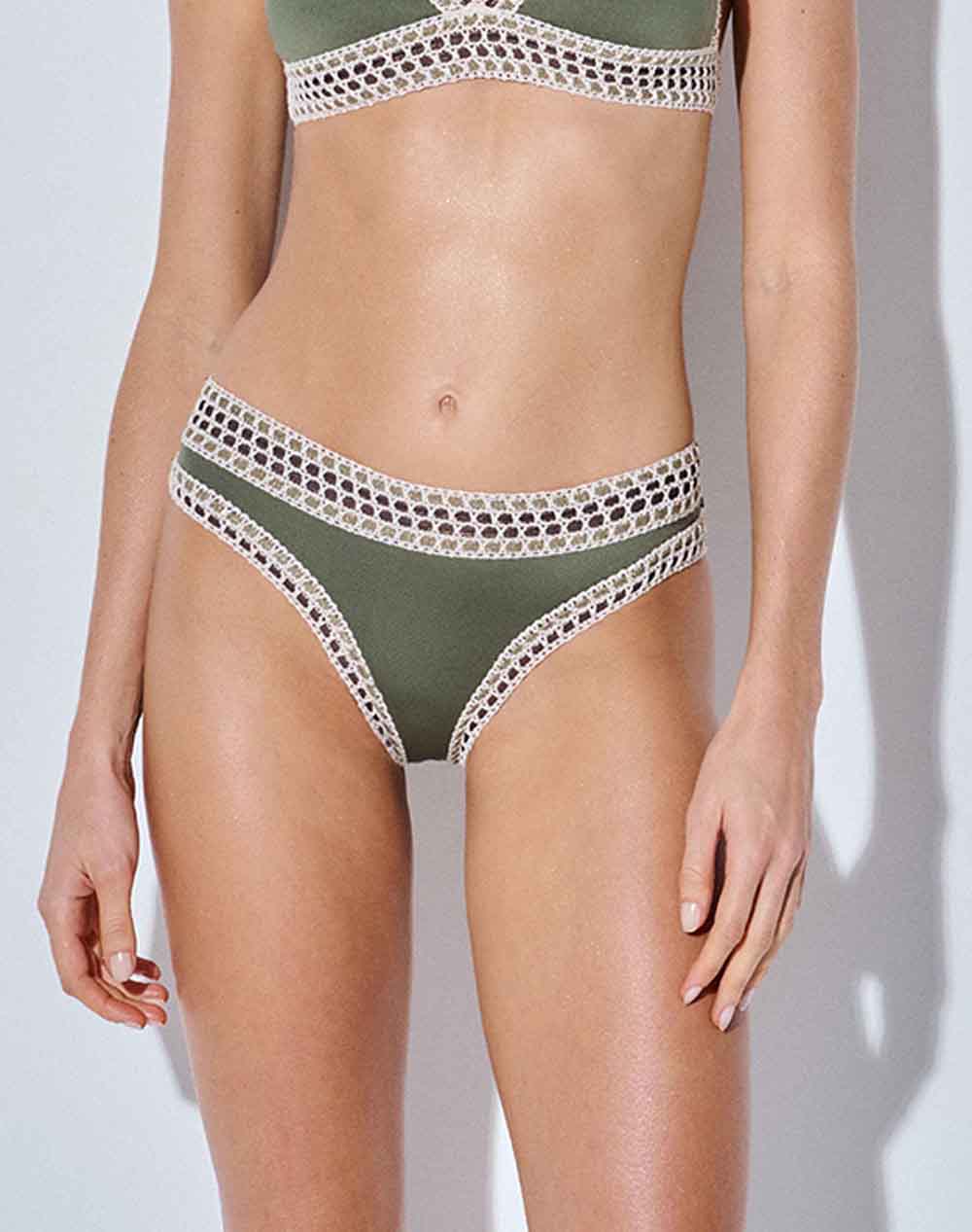 Lida Slip Women Clothes Swimwear Bikini Bottom Olive Elastic,Synthetic 9 2588 Olive Female Bikini Bottom