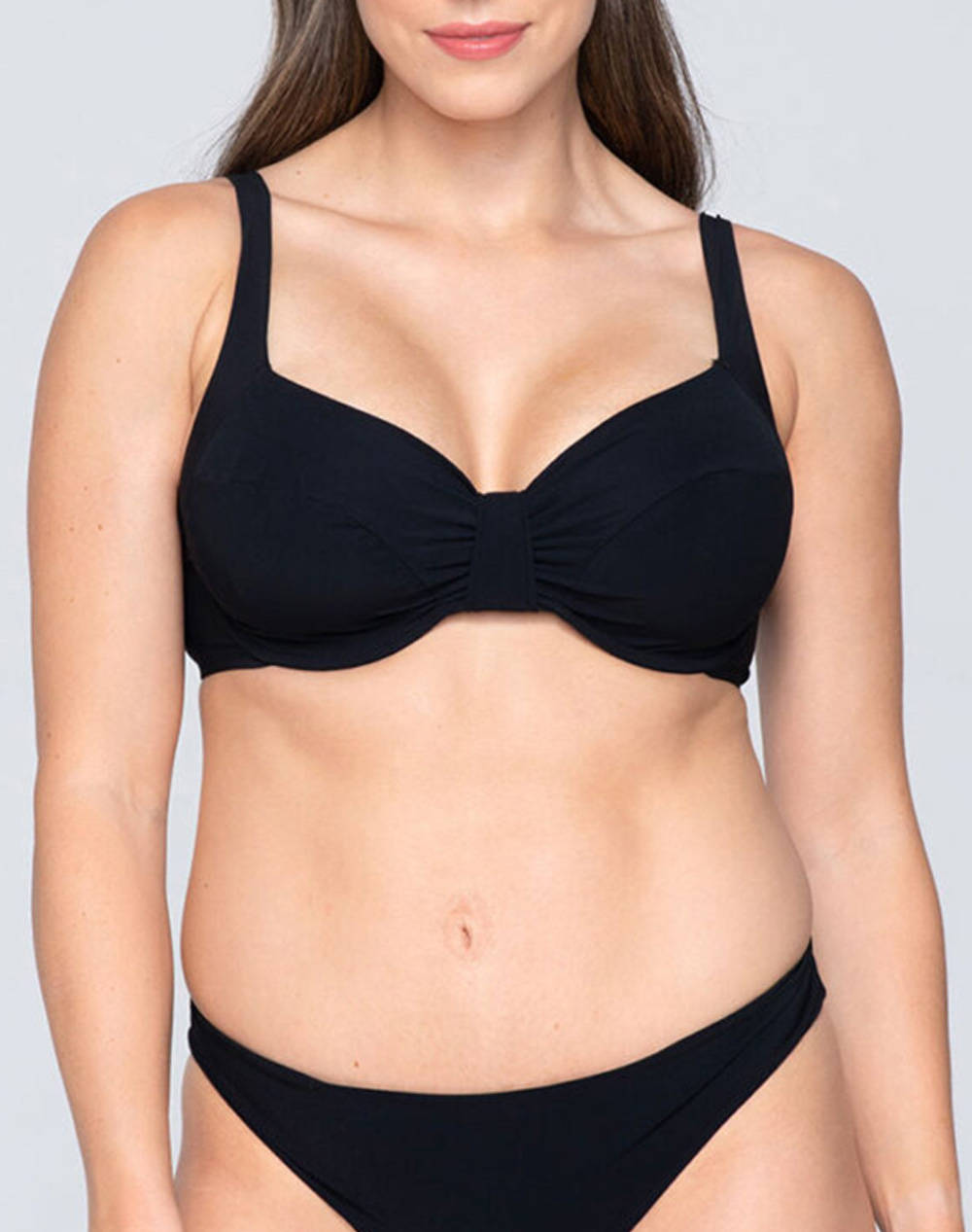 Luna Blue Sense Unpadded Big Size Balconette Women Clothes Swimwear Bikini Top Black Elastic,Synthetic 91927 2 Female Bikini Top Black