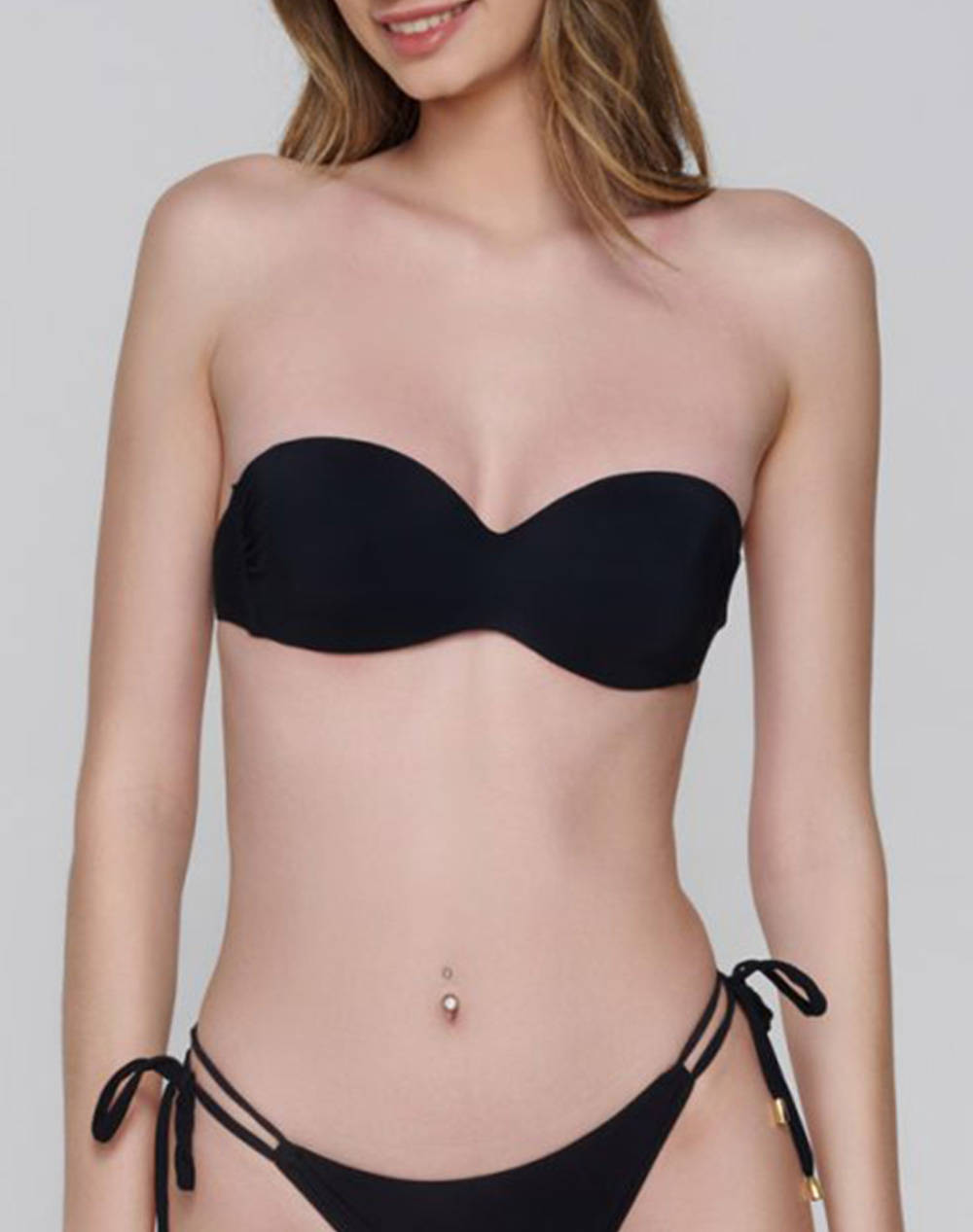 Luna Blue Sense Strapless With Molded Cup Women Clothes Swimwear Bikini Top Black Elastic,Synthetic 92053 2 Female Bikini Top Black