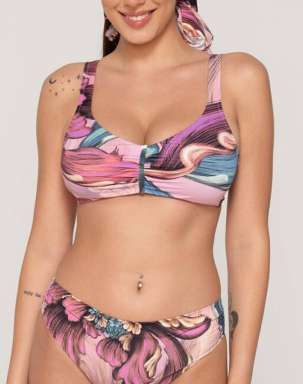 Luna Musa Bralette Curvy With Removable Cup Women Clothes Swimwear Bikini Top Multi Elastic,Synthetic 94553 45 Female Bikini Top