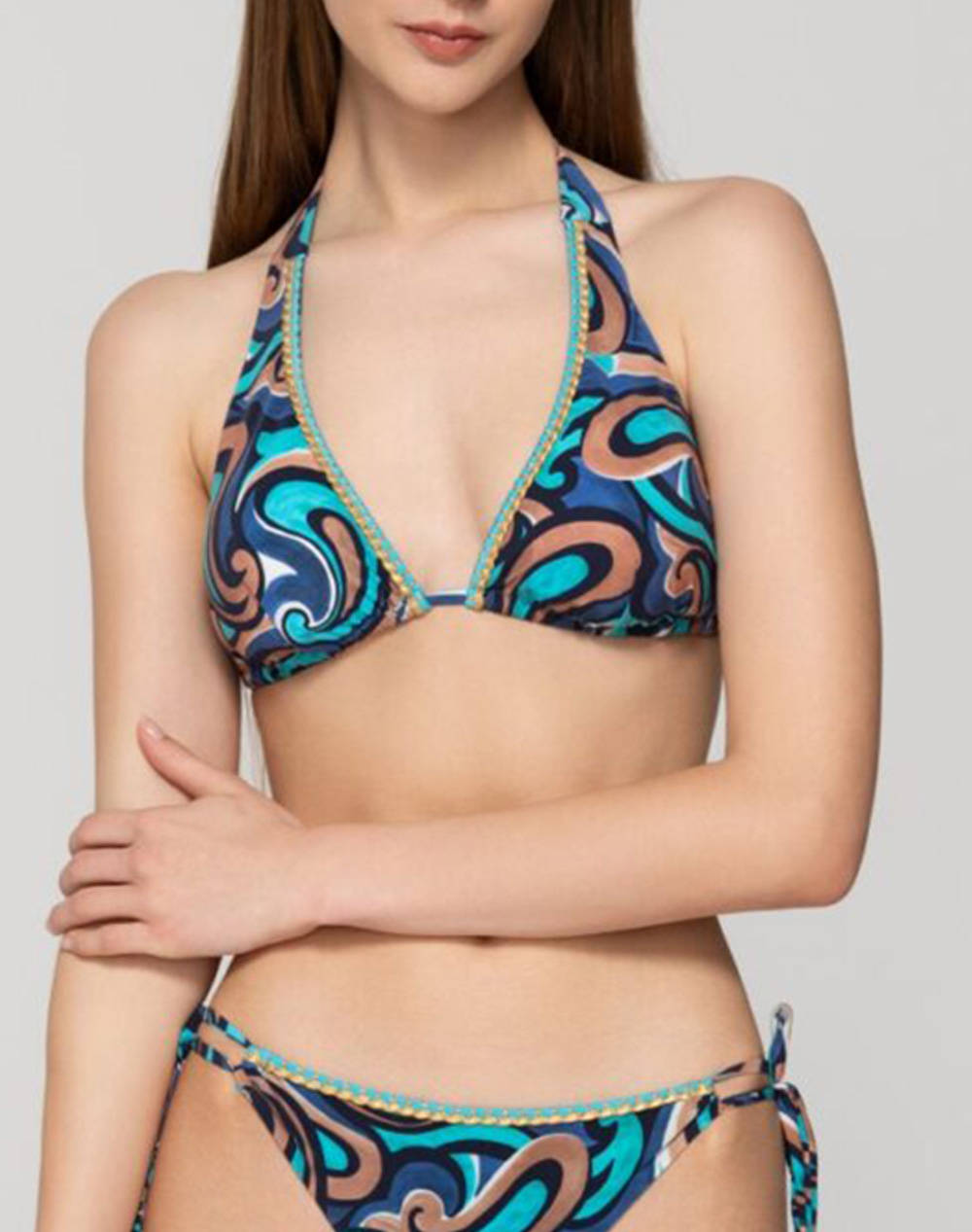 Luna Drop Triangle With Removable Cup Women Clothes Swimwear Bikini Top Multi Elastic,Synthetic 94611 9 Female Bikini Top