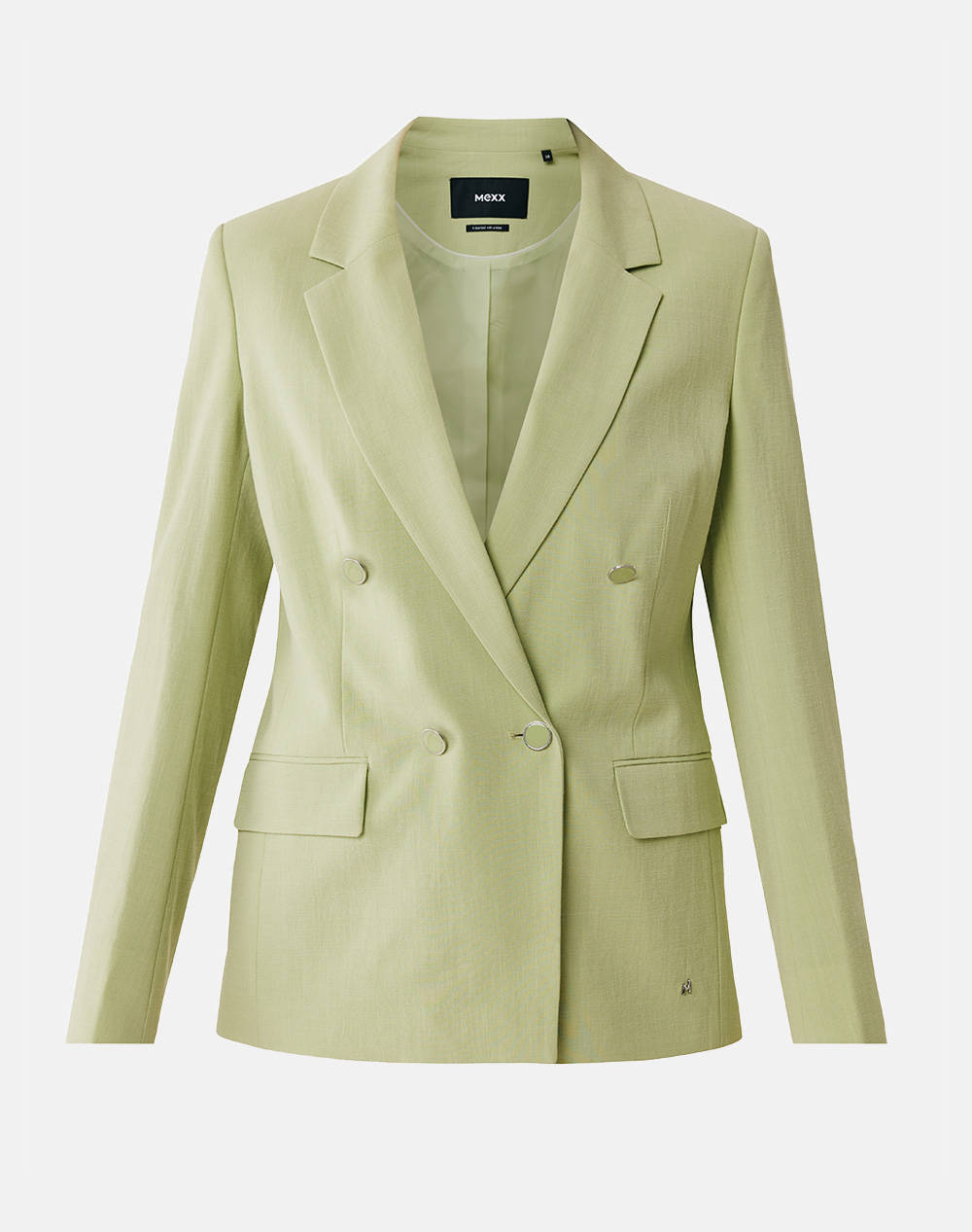 Mexx Double Breasted Blazer Women Clothes Outerwear Blazers Lightgreen Fabric Mf006001651W 120322 Female Blazers Green
