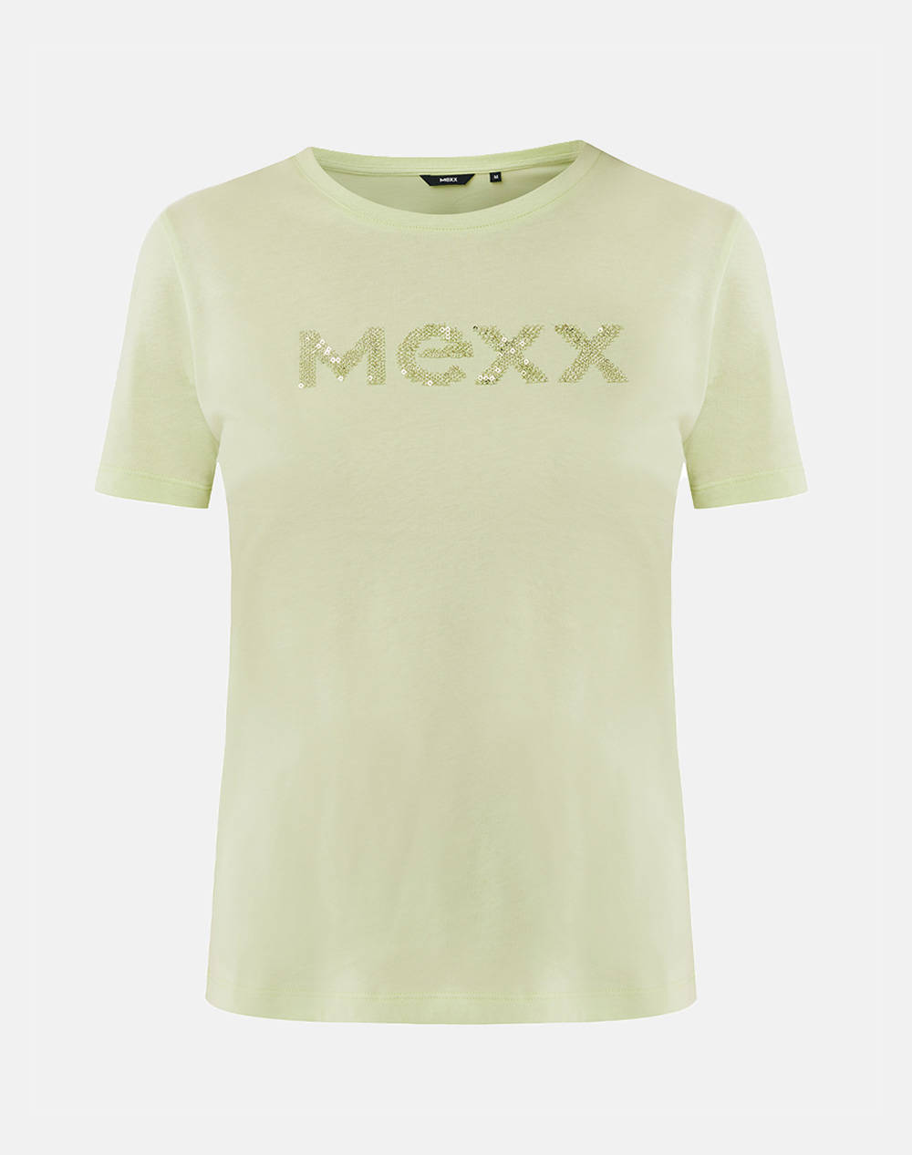 Mexx Sequins Slim Fit T Shirt Women Clothes Tops T Shirts Lime Cotton Mf007806451W 120322 Female T-Shirts