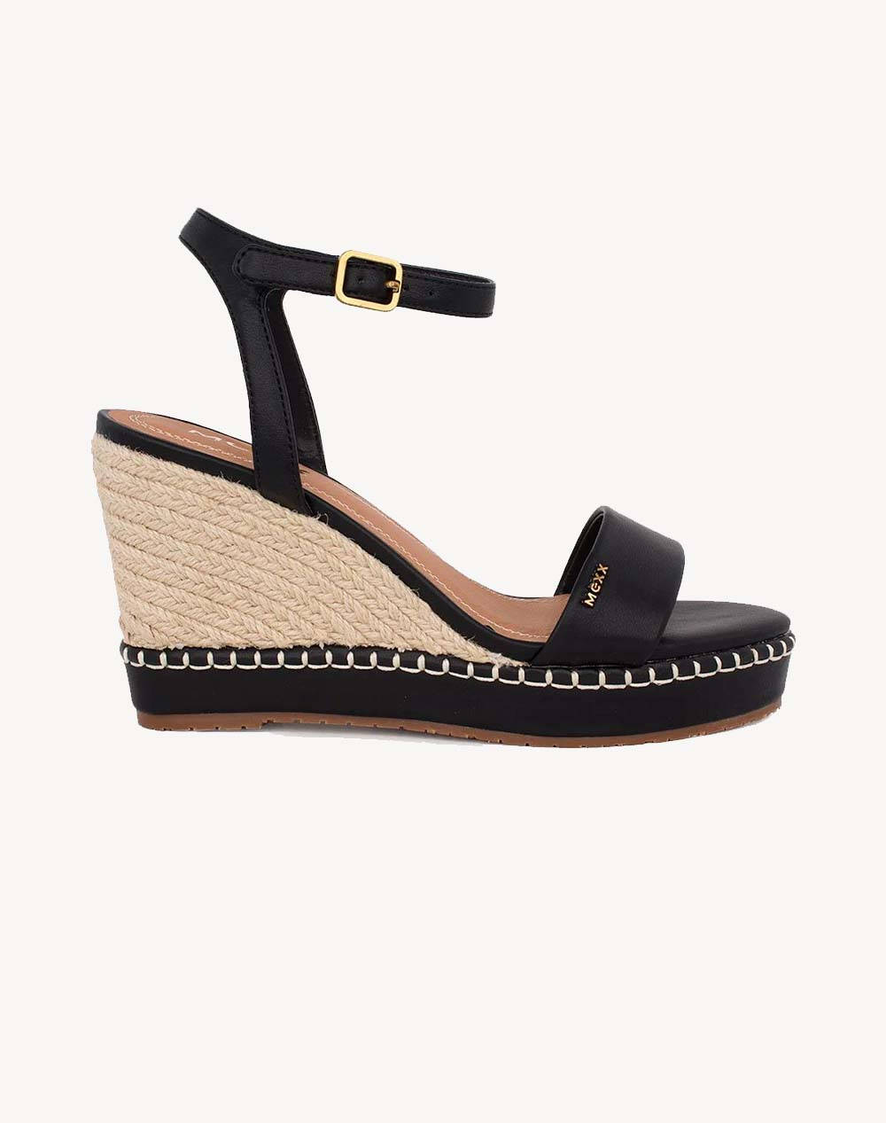 Mexx Ricky Palace Heeled Sandal Women Footwear Espadrilles/Sandals Black Leather,Synthetic Mi001601251W 1000 Female Espadrilles/Sandals Black