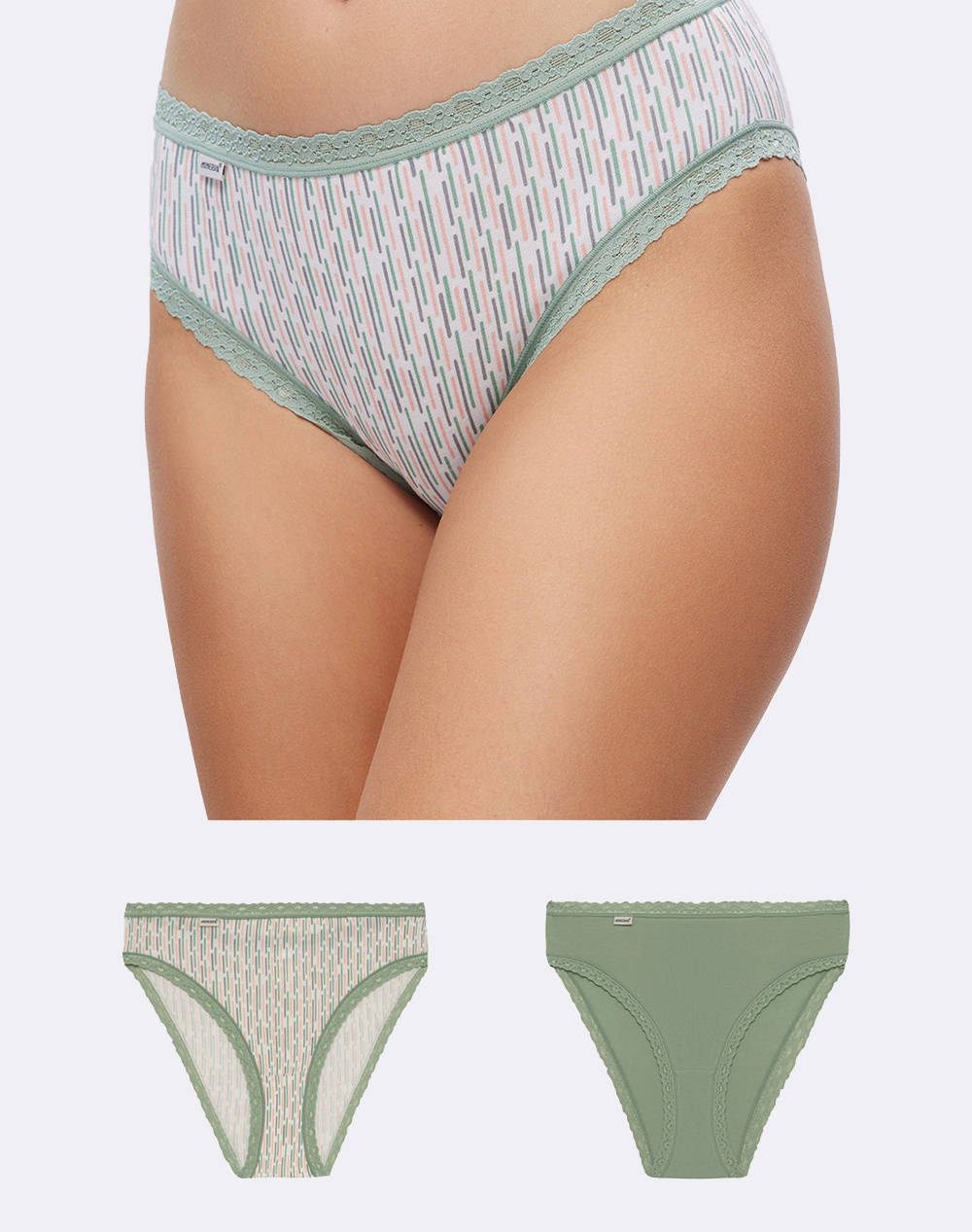 Minerva Wom.2Pcs Brazil Cott.Touch Women Underwear Briefs Briefs Khaki Cotton,Elastic 96 82365 301 Female Briefs Khaki