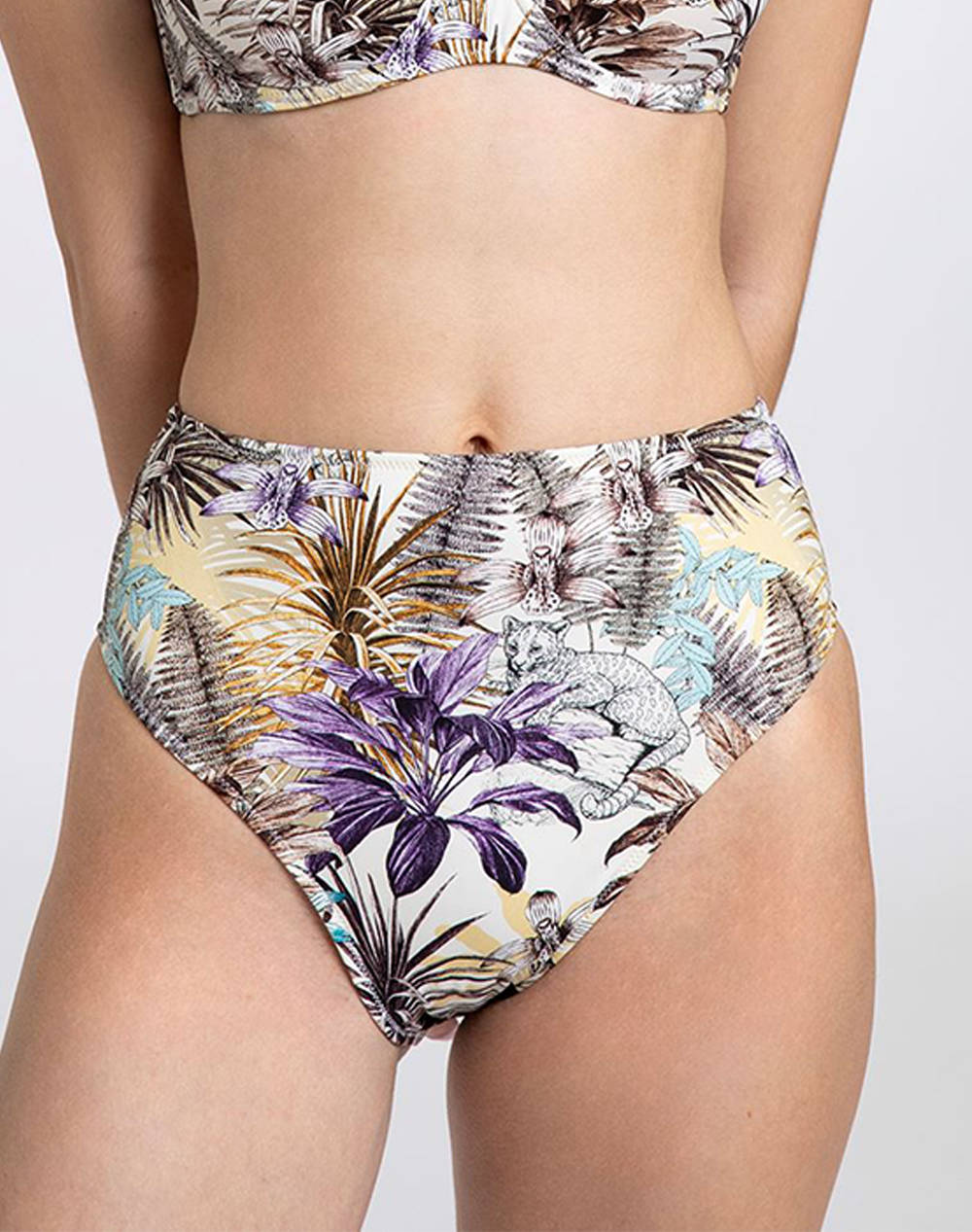 Pretty Me Cassandra High Leg High Waist Brief Women Clothes Swimwear Bikini Bottom Mixed Elastic,Synthetic Pms2516B Jungle Safari Female Bikini Bottom