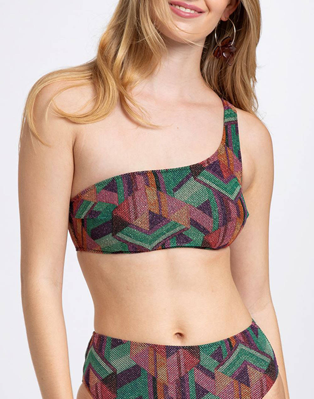 Pretty Me Aphrodite One Shoulder Top Women Clothes Swimwear Bikini Top Mixed Elastic,Synthetic Pms2556A Lumiere Gem Female Bikini Top