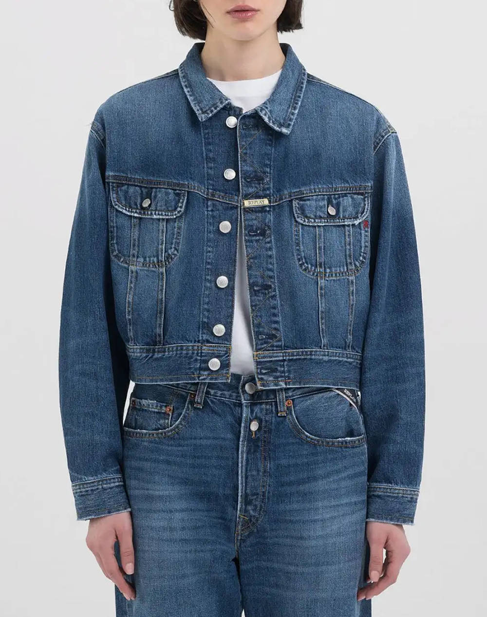 Replay Jacket Women Clothes Outerwear Outerwear Jackets Denimblue Cotton W7Z1 .000.800 721 007 Female Jackets Blue
