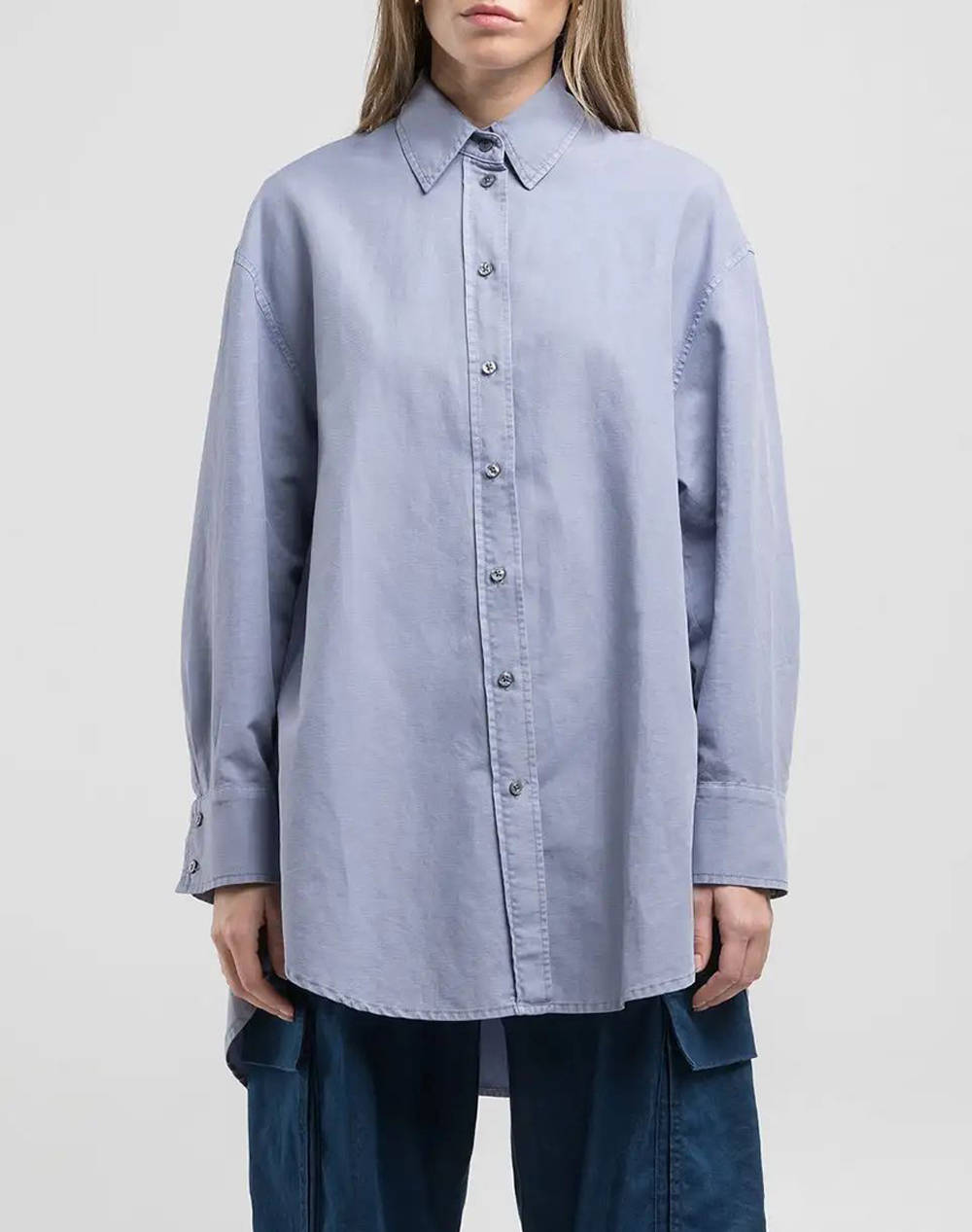 Replay Shirt Women Clothes Shirts Lightblue Cotton,Linen W2166 .000.85176G 903 Female Shirts Blue