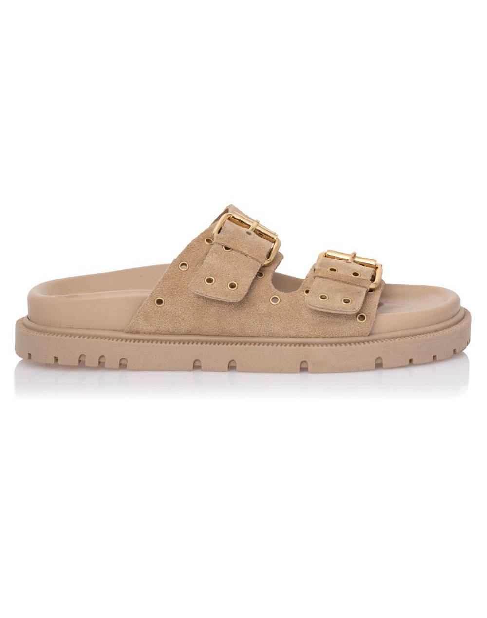 Sante Des.25 130 D2D Flat Leather Studs Women Footwear Sandals Biege Leather,Suede 25 130 63 Female Sandals Biege