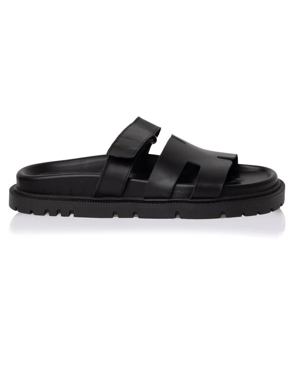 Sante Des.25 133 D2D Flat Leather Sole Women Footwear Sandals Black Leather 25 133 01 Female Sandals Black