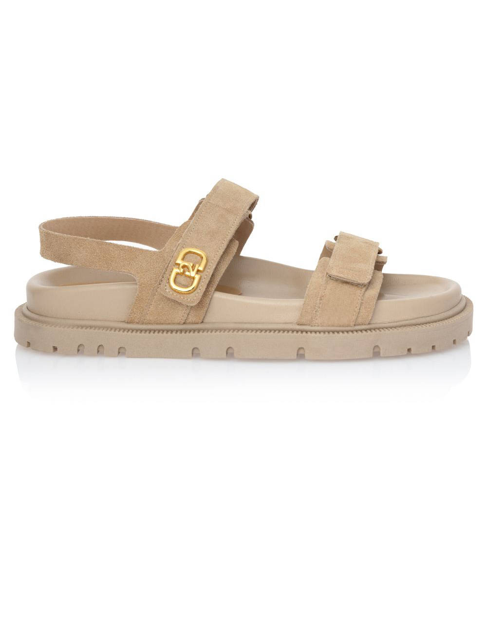 Sante Des.25 128 D2D Flat Sandal, Leather Women Footwear Sandals Biege Leather,Suede 25 128 63 Female Sandals Biege