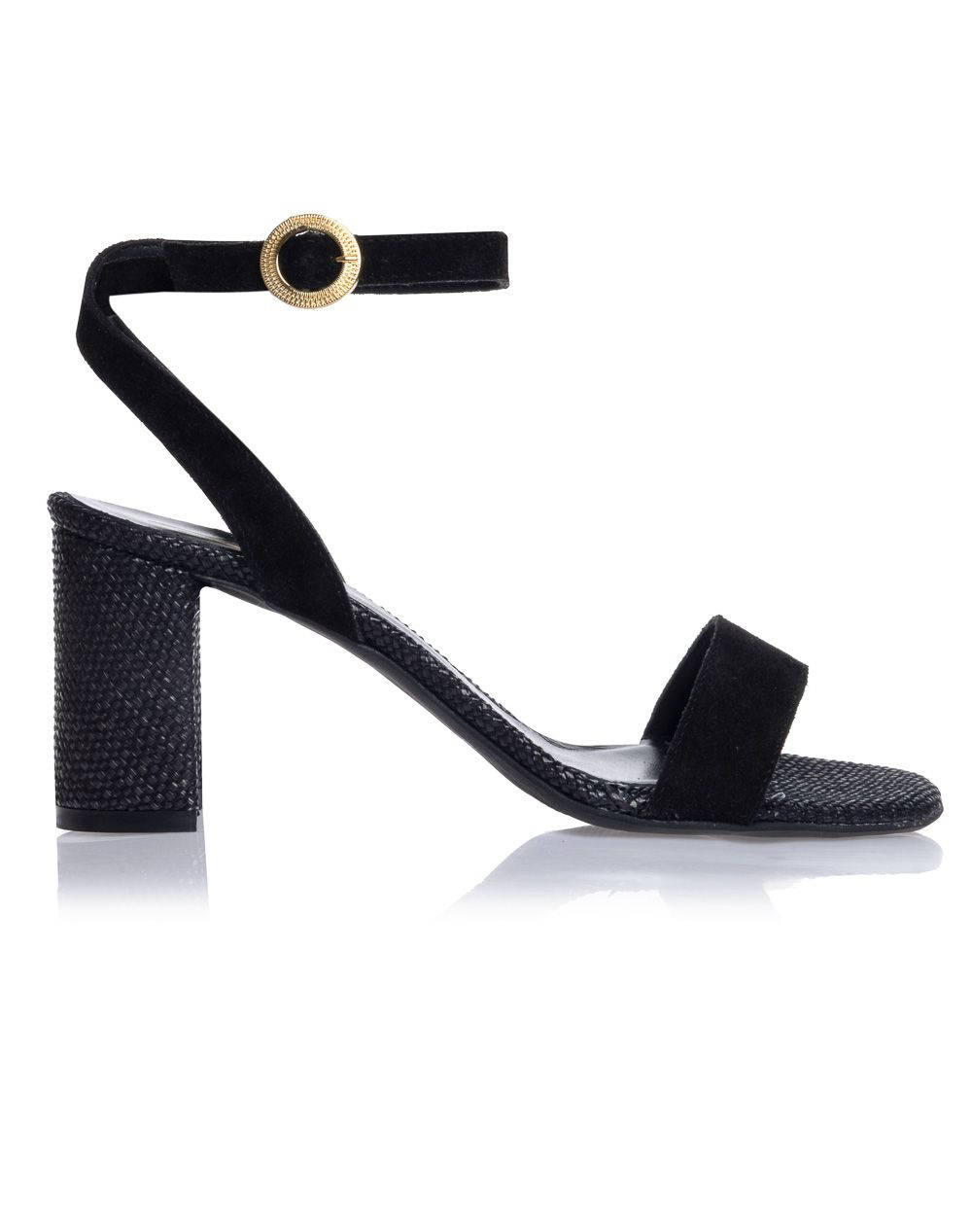 Sante Des.25 227 Sante Sandal Returned Suede Straw Sole Heel Women Footwear Sandals Black Leather 25 227 01 Female Sandals Black