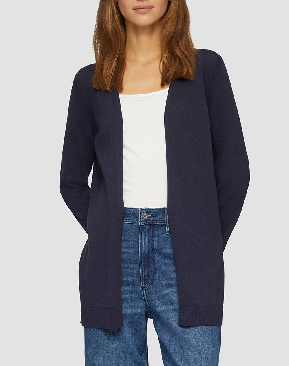 S.Oliver Knitted Cardigan Women Clothes Tops Knits Navyblue Cotton,Viscose 2155492 5959 Female Knits Blue