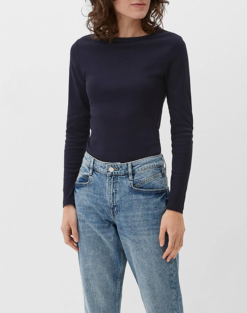 S.Oliver Shirt Women Clothes Tops Tops/Bodies Navyblue Cotton 2130091 5959 Female Tops/Bodies Blue
