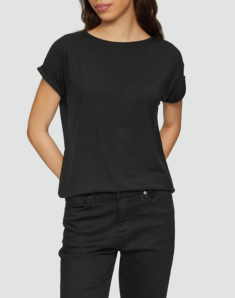S.Oliver Shirt Women Clothes Tops T Shirts Black Elastic,Synthetic 2165942 9999 Female T-Shirts Black