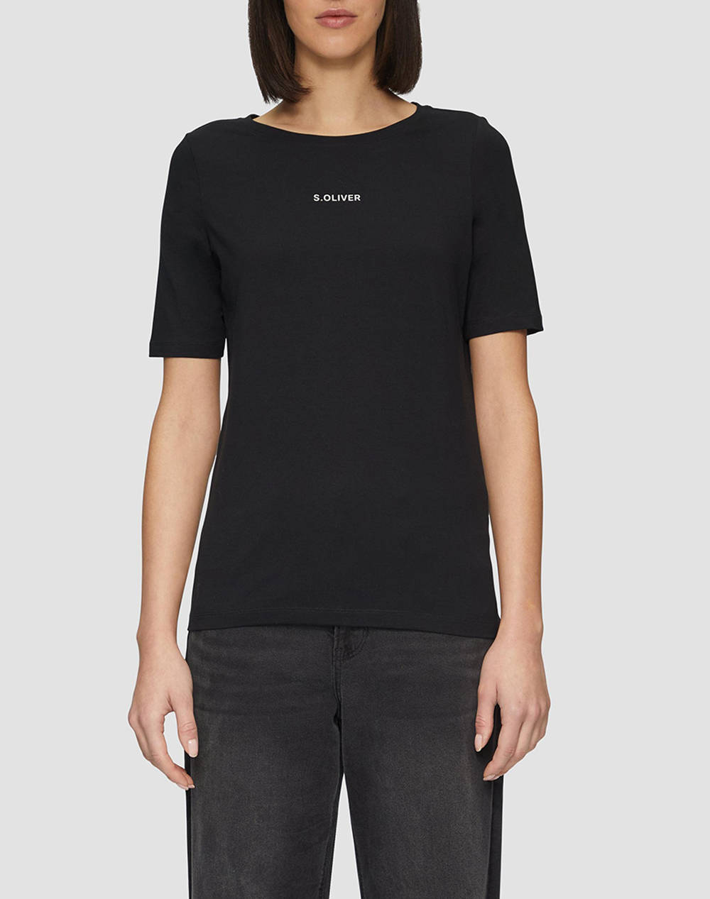S.Oliver Shirt Women Clothes Tops T Shirts Black Cotton,Elastic 2150572 9999 Female T-Shirts Black