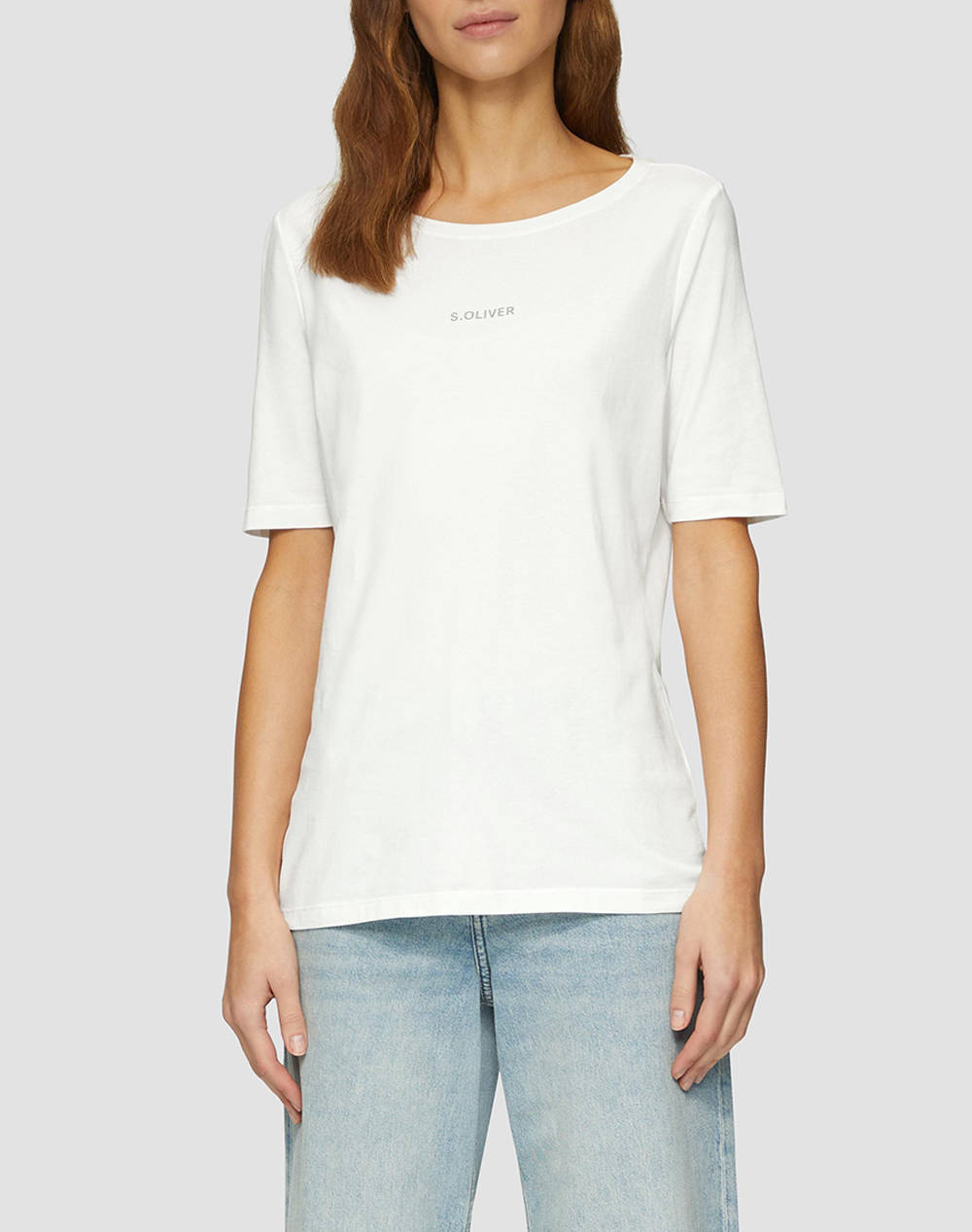 S.Oliver Shirt Women Clothes Tops T Shirts Cream Cotton,Elastic 2150572 0210 Female T-Shirts