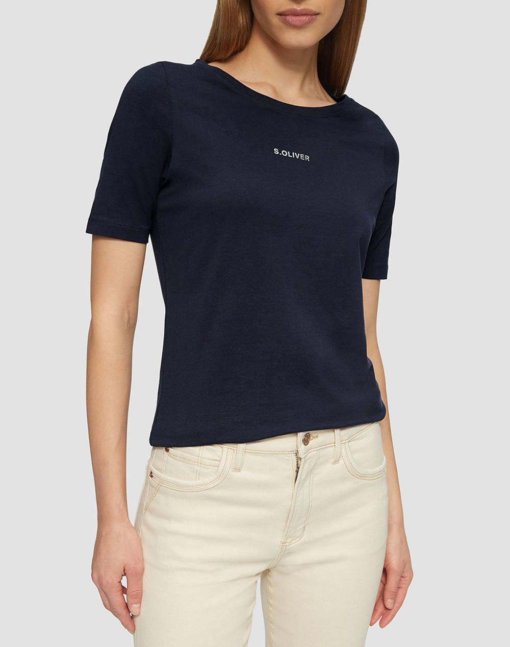 S.Oliver Shirt Women Clothes Tops T Shirts Navyblue Cotton,Elastic 2150572 5959 Female T-Shirts Blue