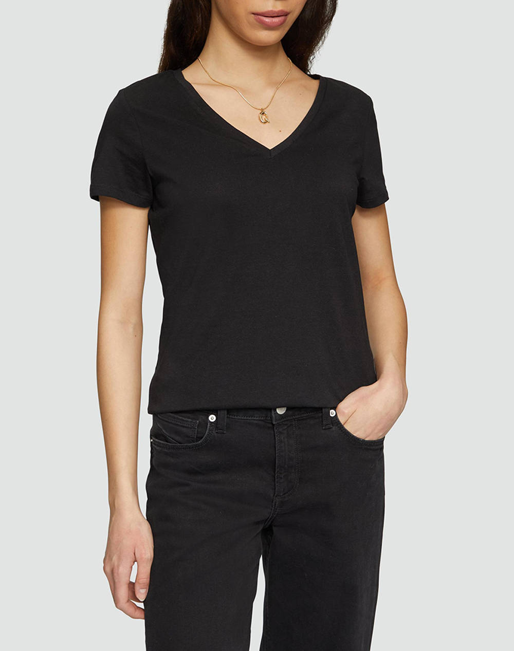 S.Oliver Shirt Women Clothes Tops T Shirts Black Cotton 2162977 9999 Female T-Shirts Black