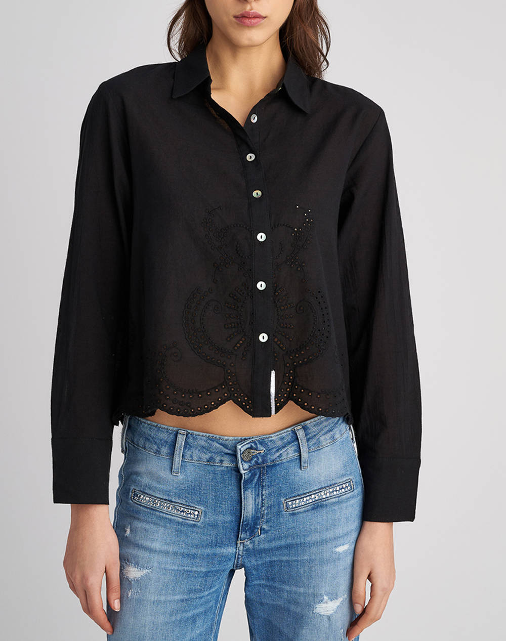 Staff Joster Long Sleeve Shirt Women Clothes Shirts Black Cotton 62 010.053 Ν0090 Female Shirts Black