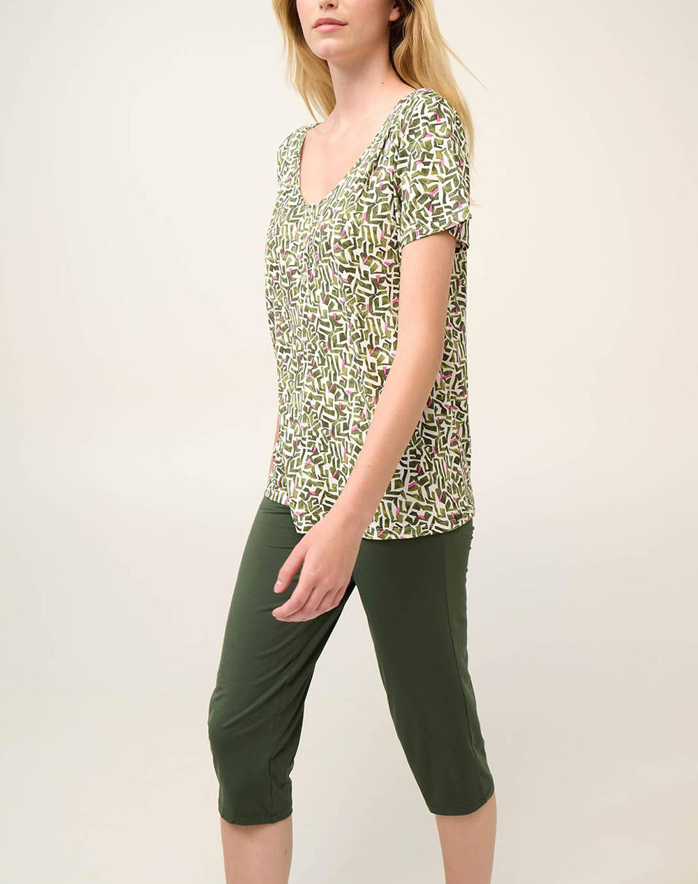 Vamp Pajamas Women Homewear Pyjamas Green Elastic,Synthetic V22035 577 Female Pyjamas Green