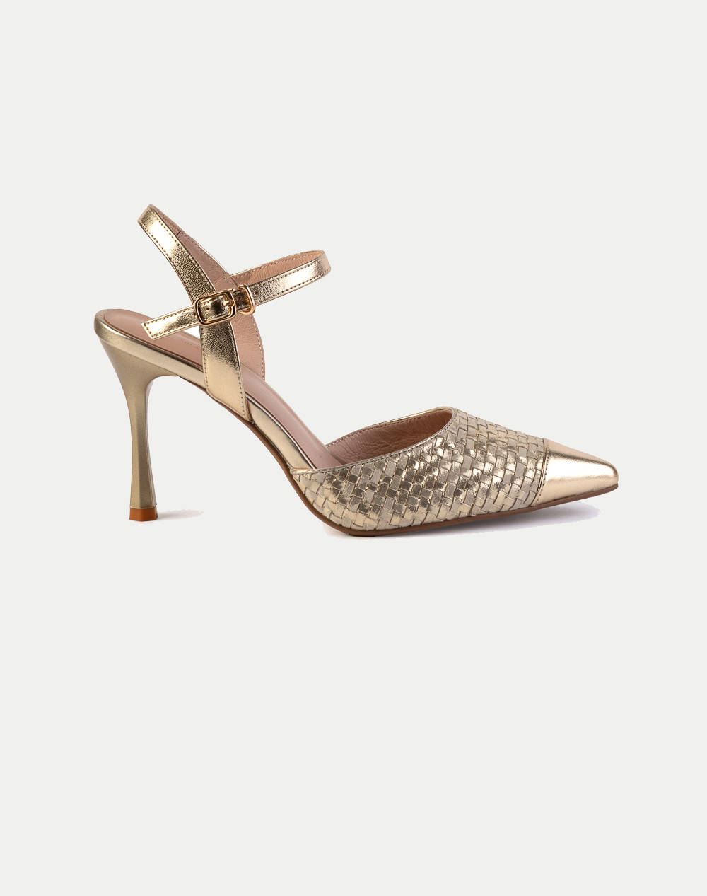 19V69 Women''S Shoes High Heel Slingback Pump Lea. V1969 Women Footwear Pumps Gold Leather Am Na164 E525 22 Female Pumps Gold