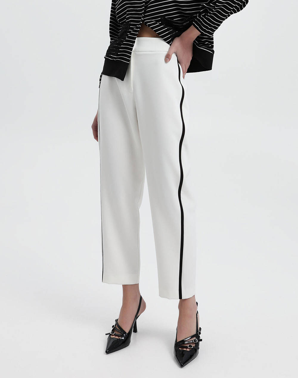 Bill Cost Pants Women Clothes Trousers Fabric Trousers White Elastic,Synthetic 10 031006 0 Λευκο Female Fabric Trousers