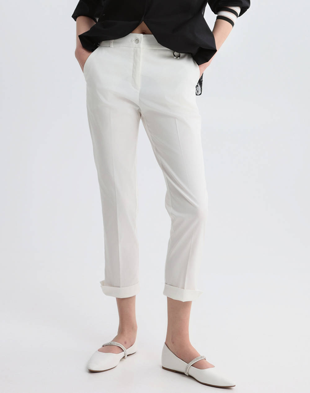 Bill Cost Greek Tailored Pants Women Clothes Trousers Chinos White Cotton,Elastic 10 060796 0 Λευκο Female Chinos