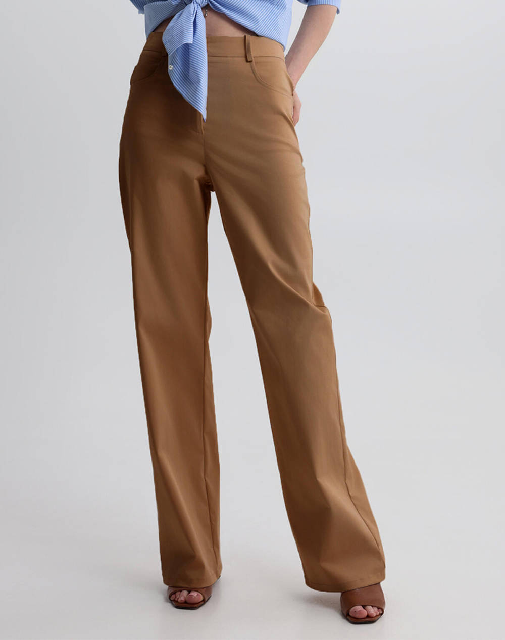 Bill Cost Greek Tailored Pants Women Clothes Trousers Chinos Brown Cotton,Elastic,Synthetic 10 060802 0 Σοκολα Female Chinos Brown