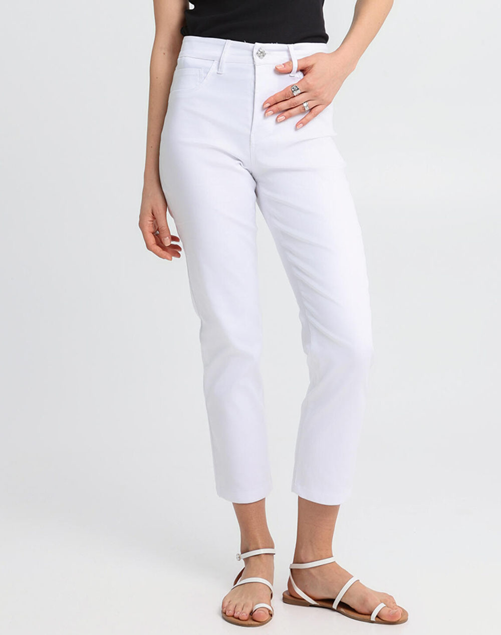 Bill Cost Greek Tailored Pants Women Clothes Trousers Chinos White Cotton,Elastic,Synthetic 10 060801 0 Λευκο Female Chinos
