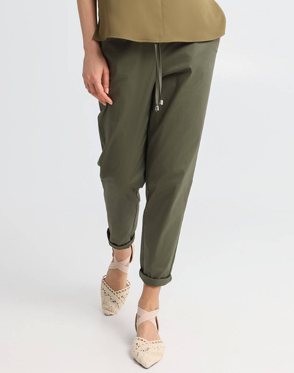 Bill Cost Pants Women Clothes Trousers Fabric Trousers Olive Cotton,Elastic 10 180300 0 Λαδι Female Fabric Trousers
