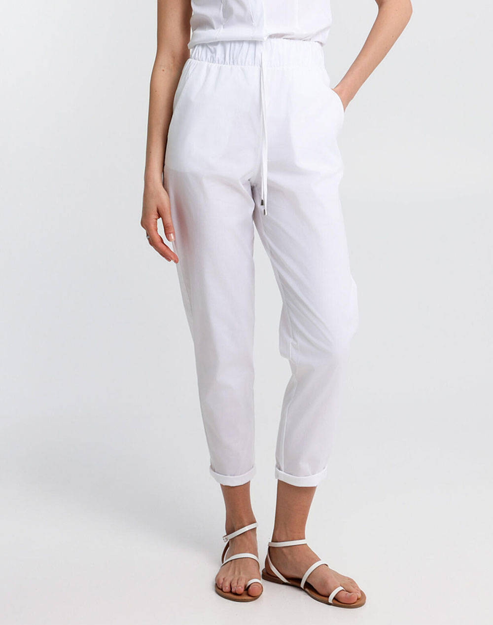Bill Cost Pants Women Clothes Trousers Fabric Trousers White Cotton,Elastic 10 180300 0 Λευκο Female Fabric Trousers