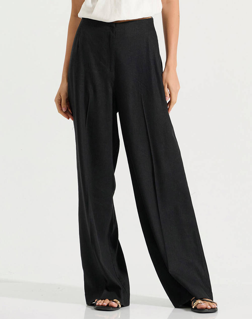 Bill Cost Pants Women Clothes Trousers Fabric Trousers Black Linen,Synthetic 10 280518 0 Μαύρο Female Fabric Trousers Black