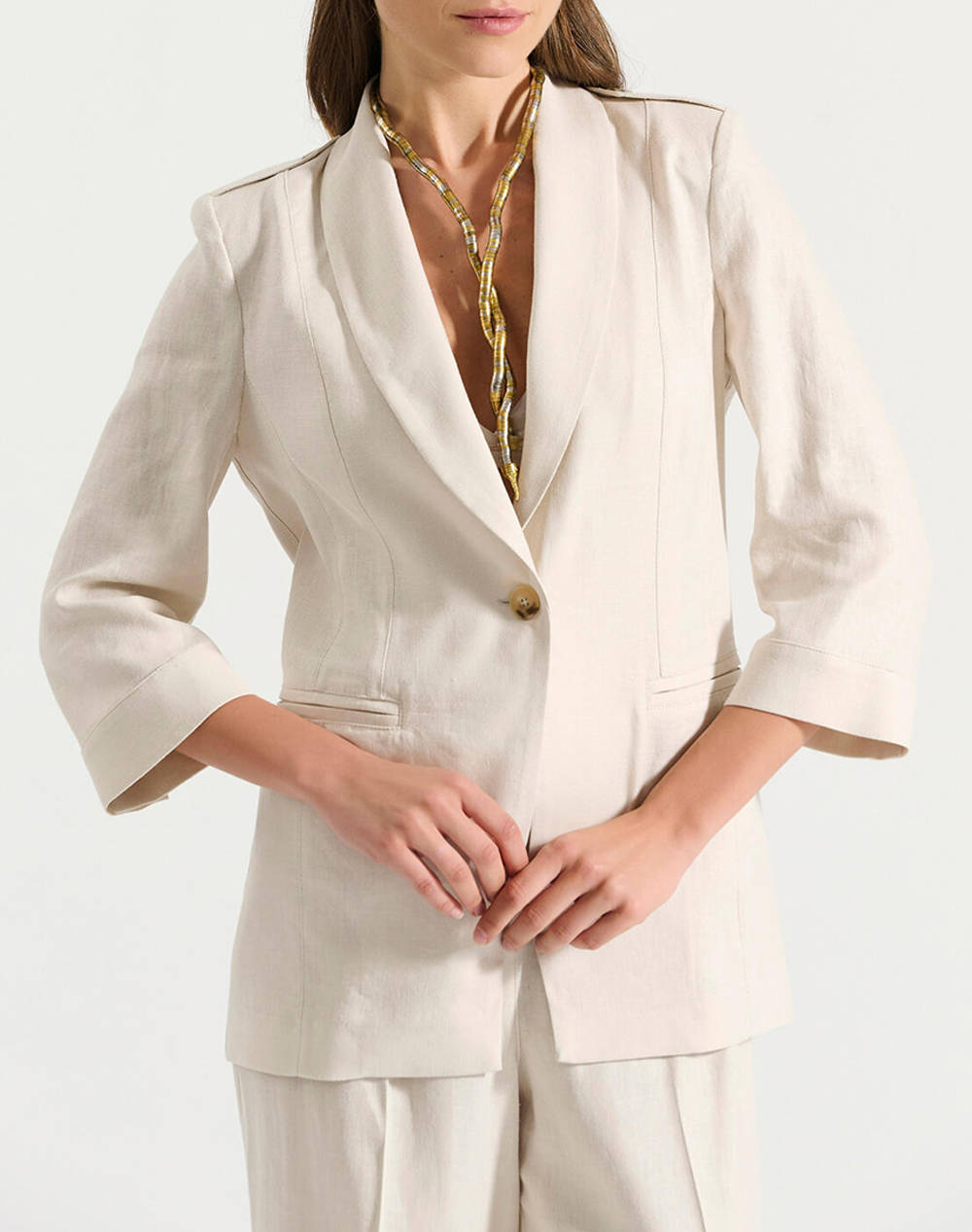 Bill Cost Jacket Women Clothes Outerwear Blazers Biege Linen,Synthetic 10 280517 0 Μπεζ Female Blazers Biege