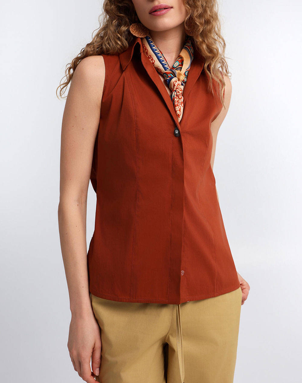 Bill Cost Greek Tailored Shirt Women Clothes Shirts Firebrick Cotton,Elastic,Synthetic 10 180303 0 Εκαι Female Shirts